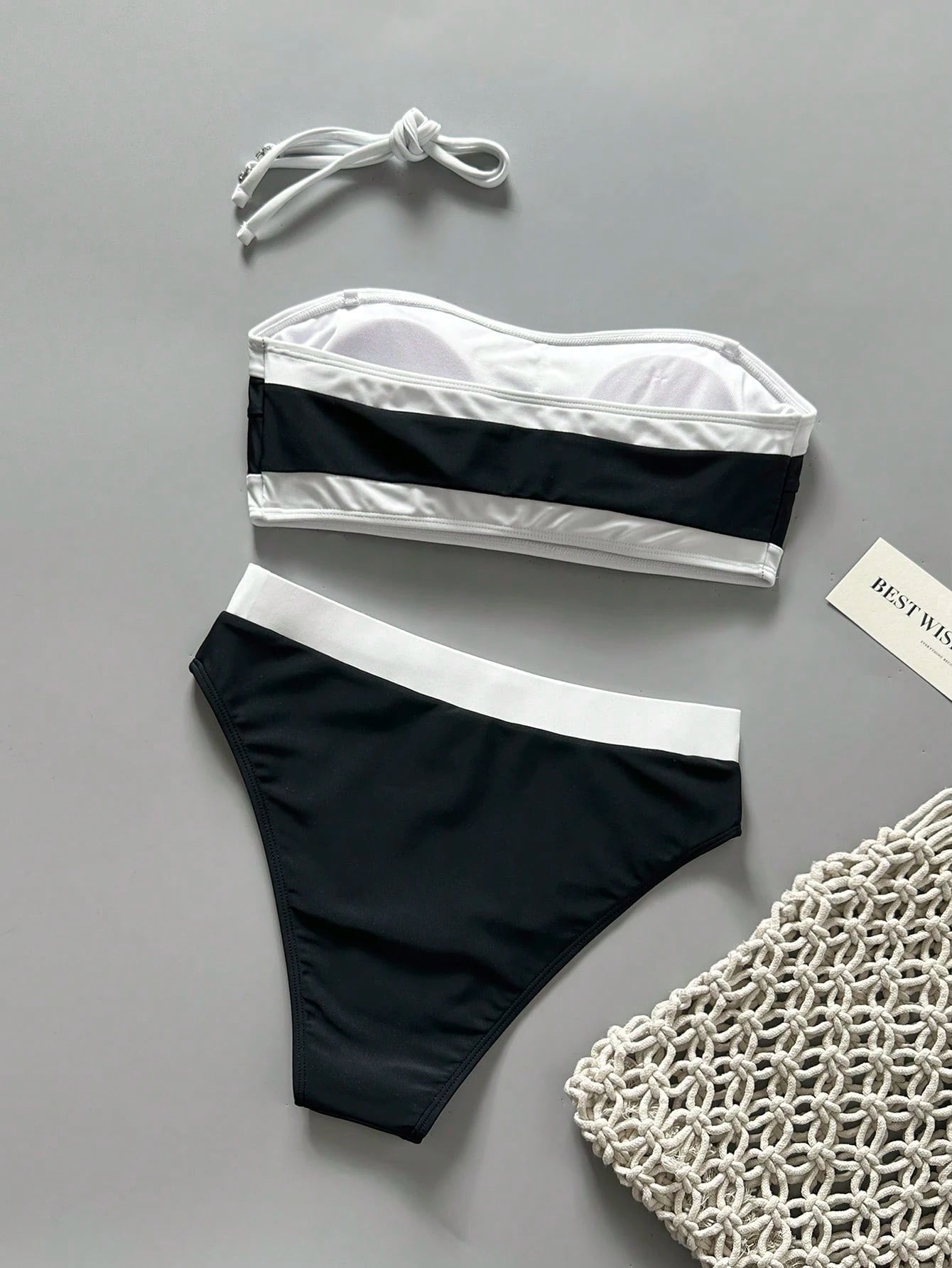 New Fashionable Sexy Solid Color Detachable Strap Strapless Bikini Swimwear For Women, Suitable For Beach, Pool Party, Vacation Summer, Vacationcore