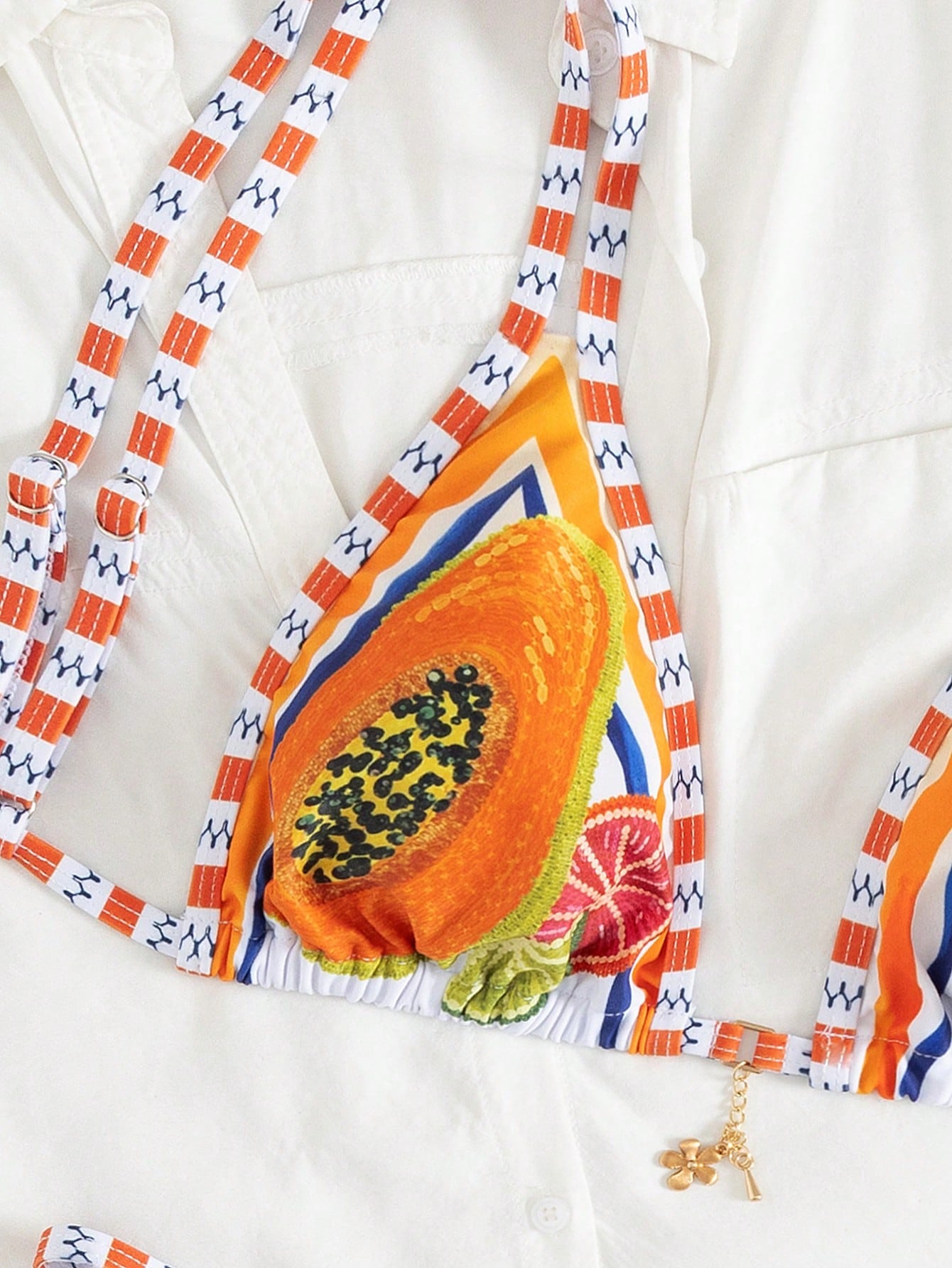 New Fruit & Ocean Print Bikini Two Pieces Set For Women, With Adjustable Straps, Suitable For Summer Beach Vacation, Sexy Beach Party Casual Wear, Women's Swimwear, Beach Outfit, Women's Holiday Outfi