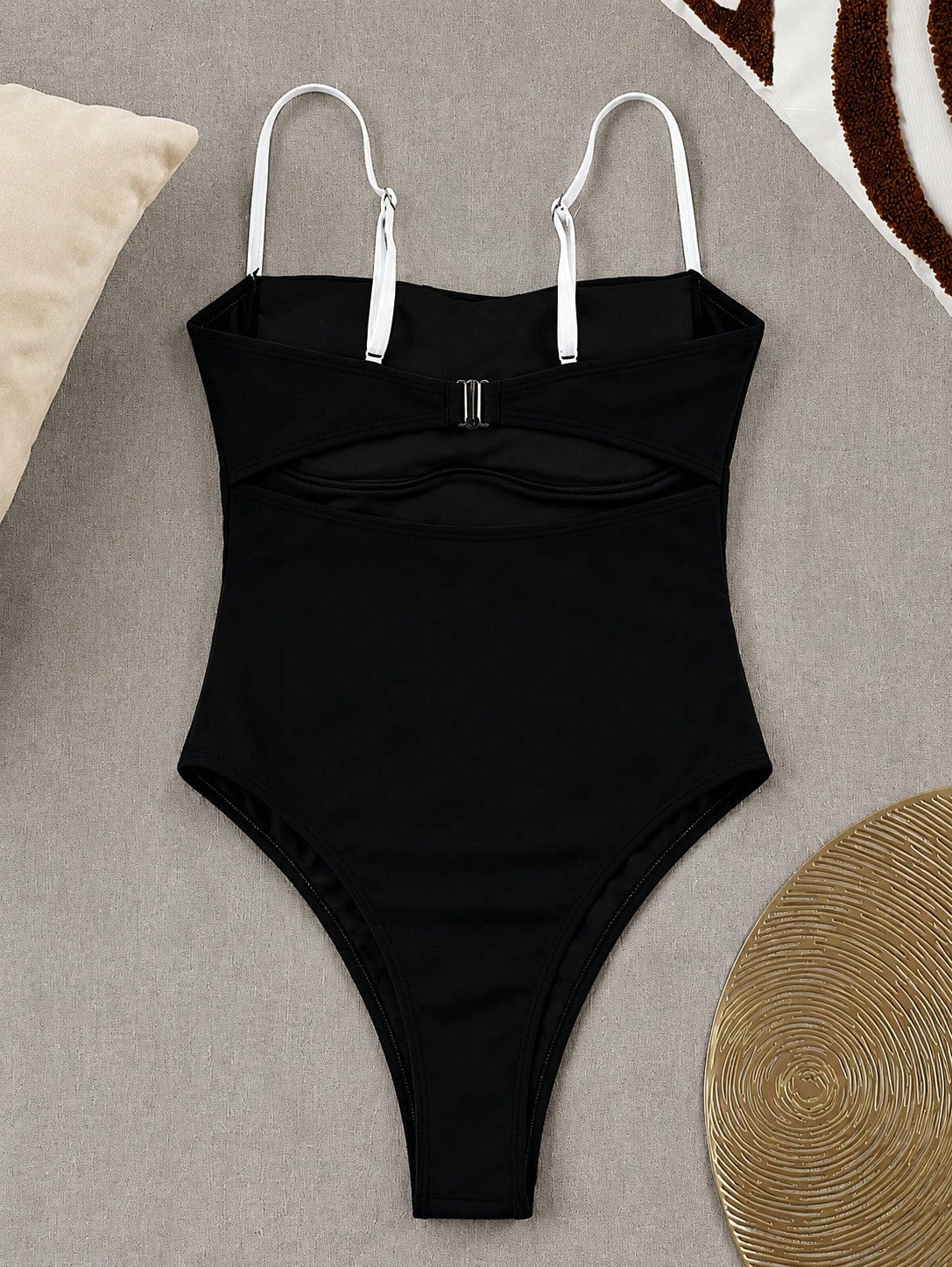 New Sexy Contrast Color High Elasticity Casual Elegant Beach Vacation Date Party Women One-Piece Swimsuit