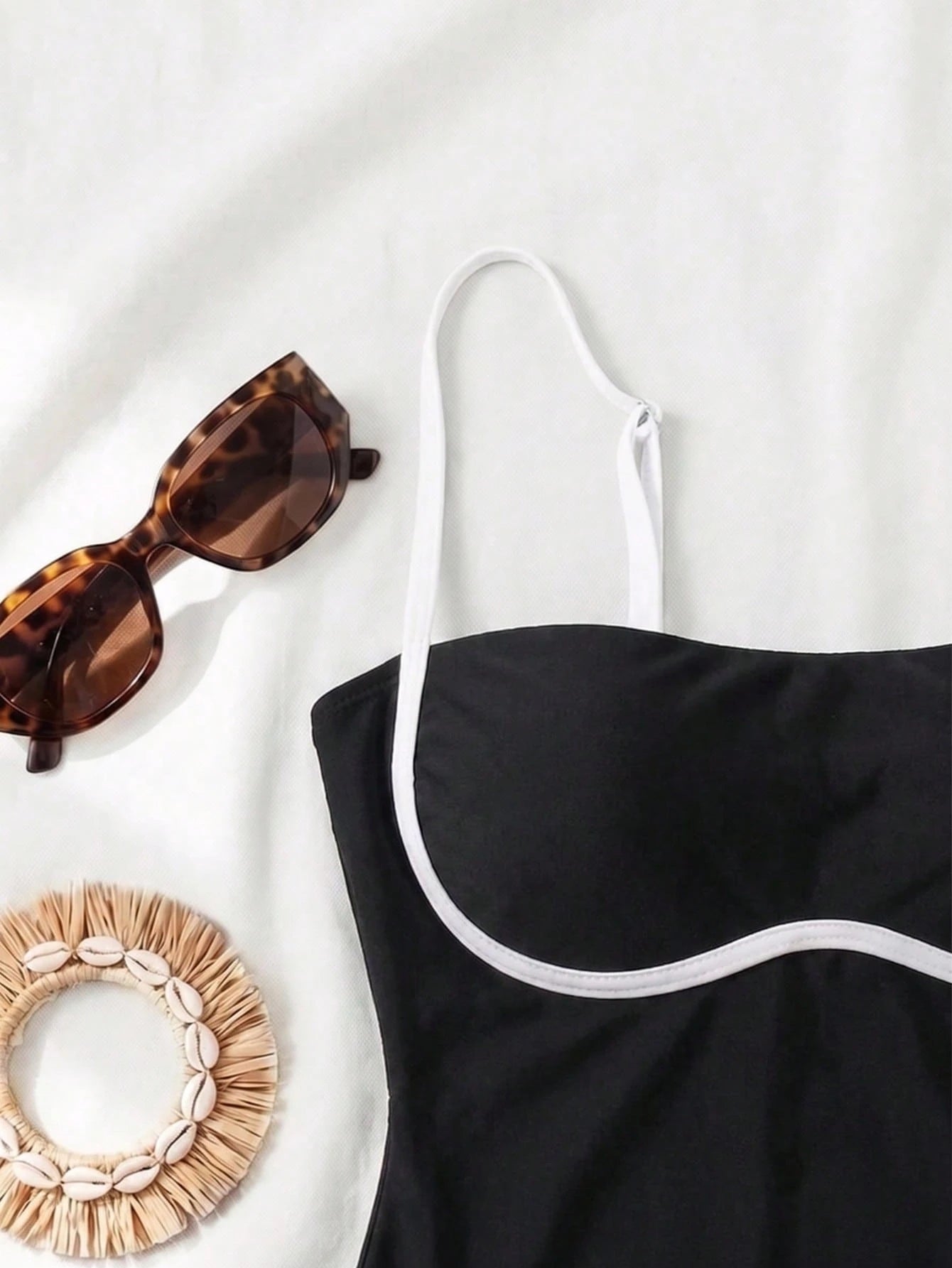 New Sexy Contrast Color High Elasticity Casual Elegant Beach Vacation Date Party Women One-Piece Swimsuit