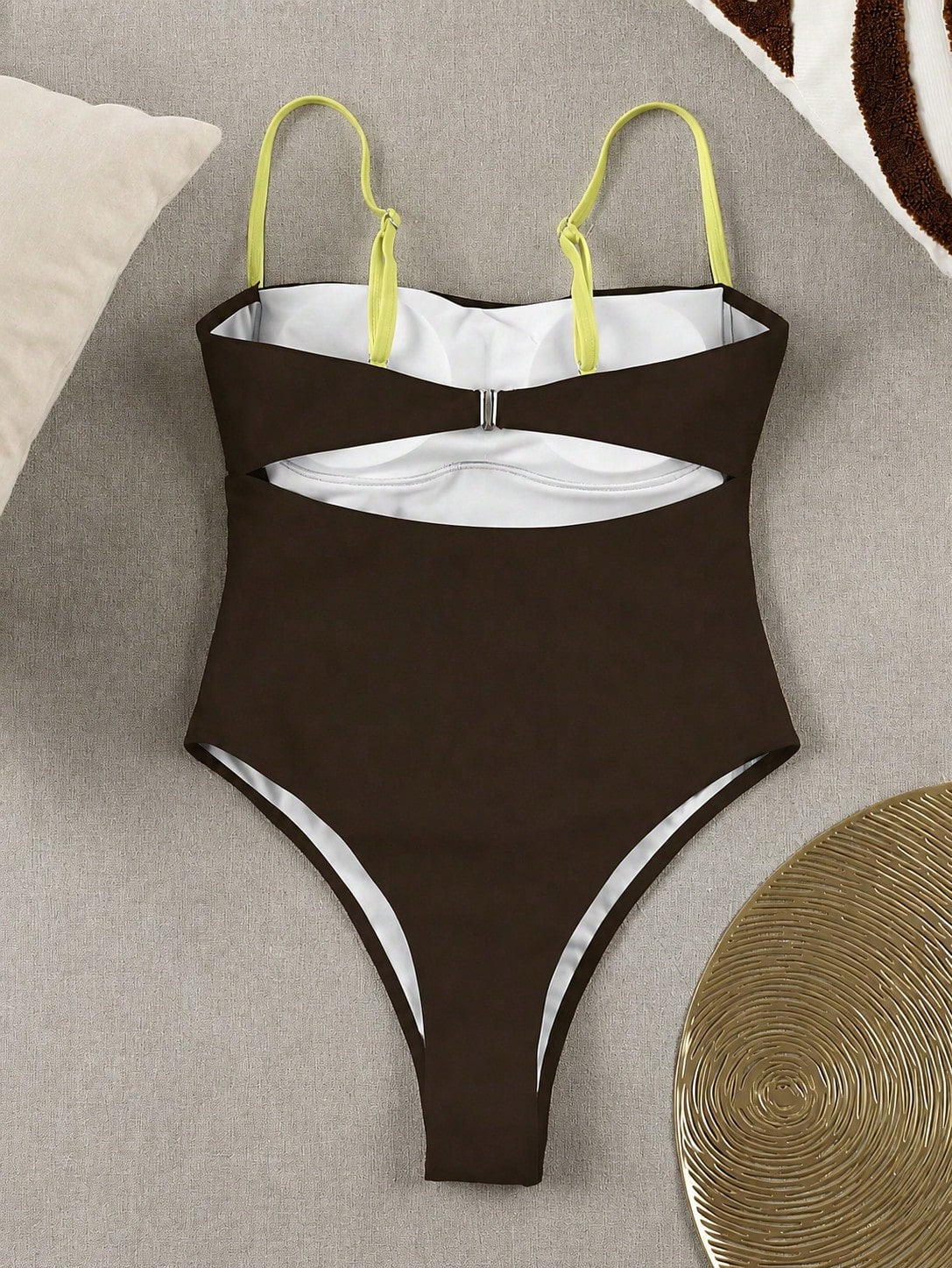 New Sexy Contrast Color High Elasticity Casual Elegant Beach Vacation Date Party Women One-Piece Swimsuit