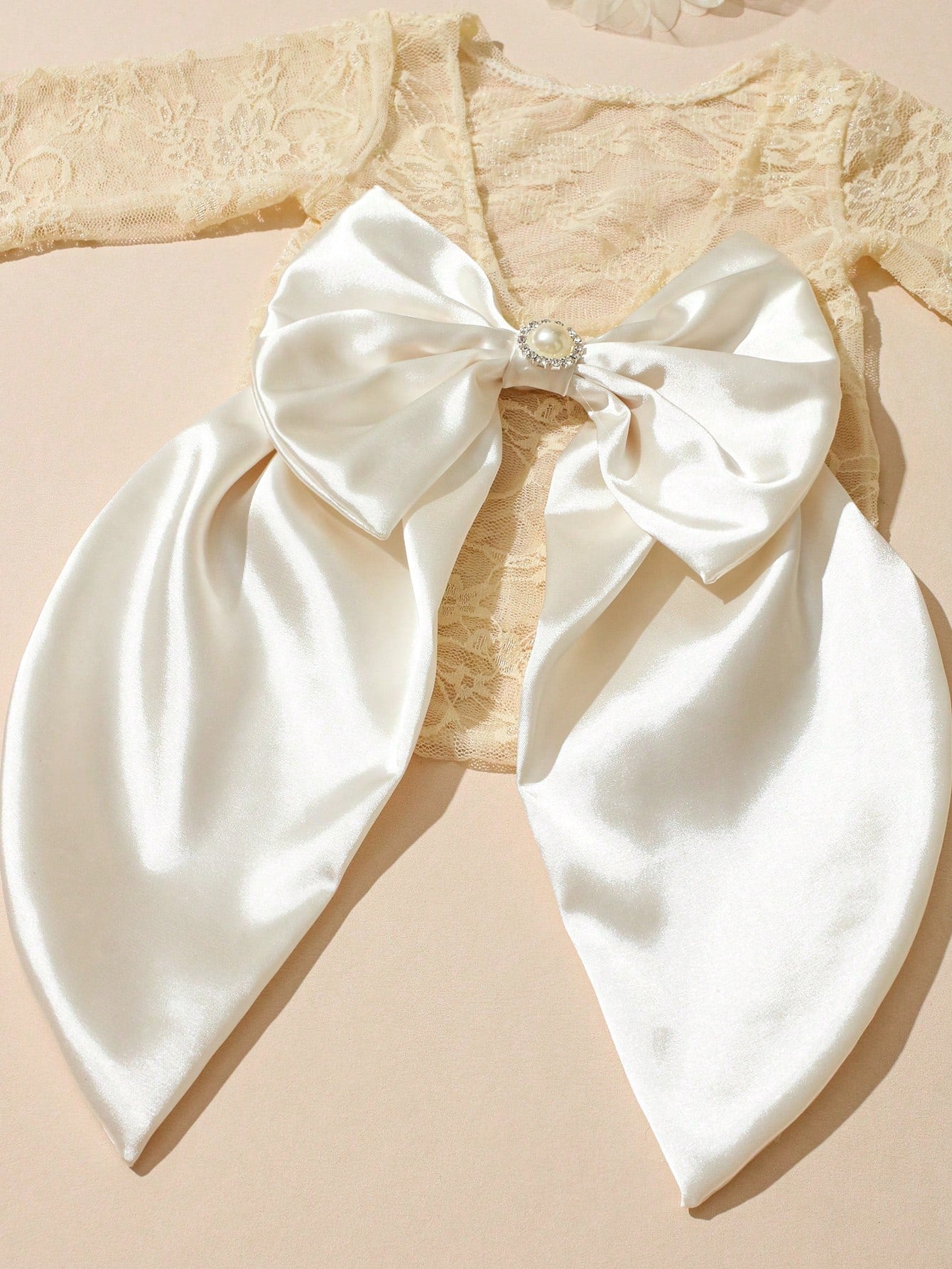 Newborn Baby Bowknot Decor Lace Fashion Photography Outfit Jumpsuit