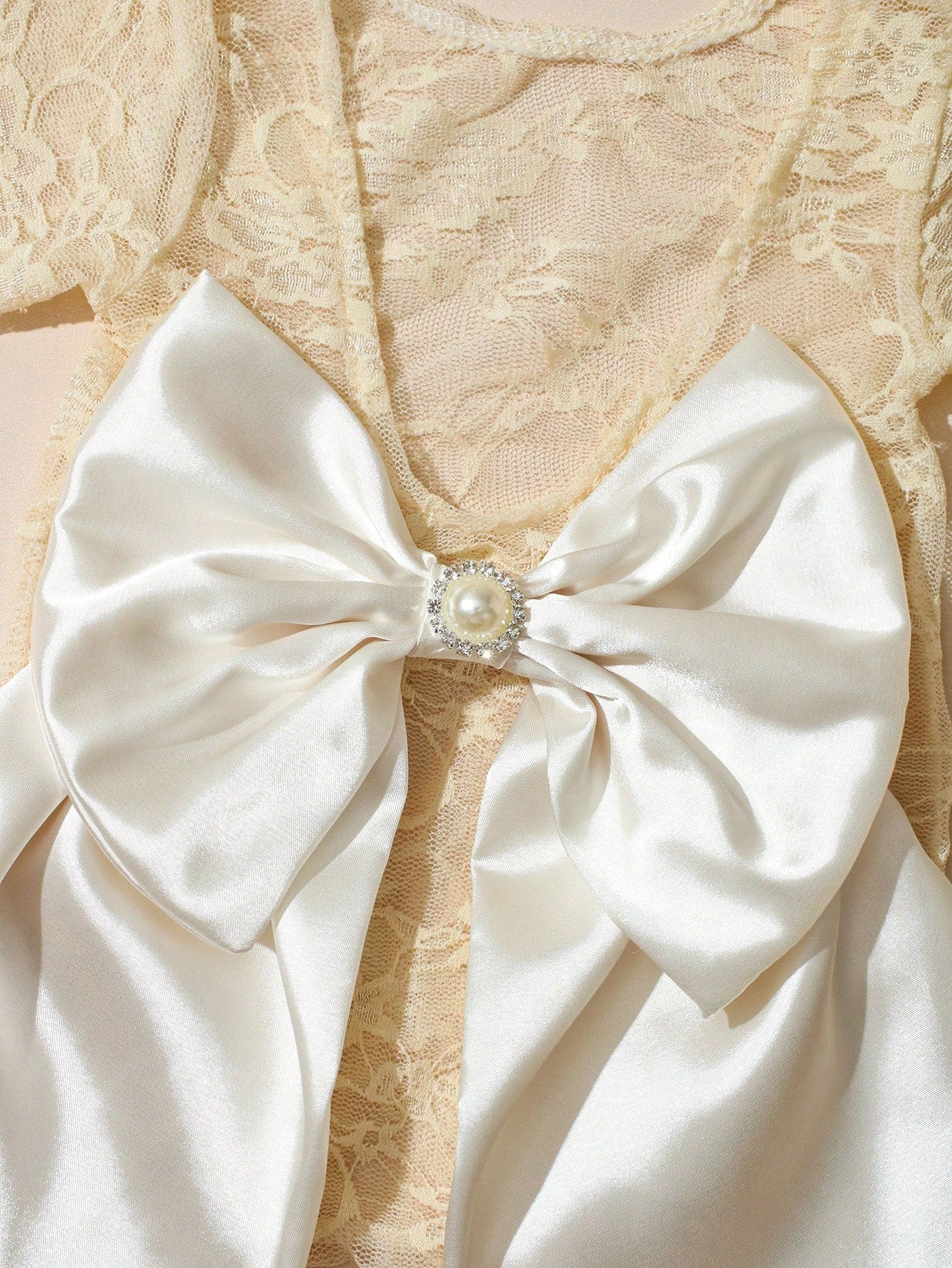 Newborn Baby Bowknot Decor Lace Fashion Photography Outfit Jumpsuit