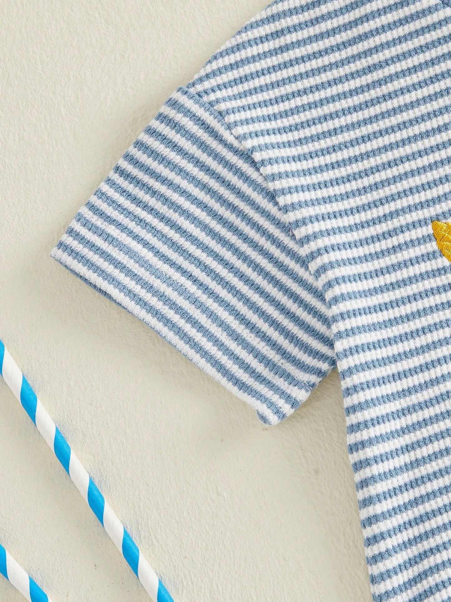 Newborn Baby Boy Summer Rompers Short Sleeve Striped Bodysuits 3M 6M 9M 12M 18M Infant Waffle One Piece Short Jumpsuit