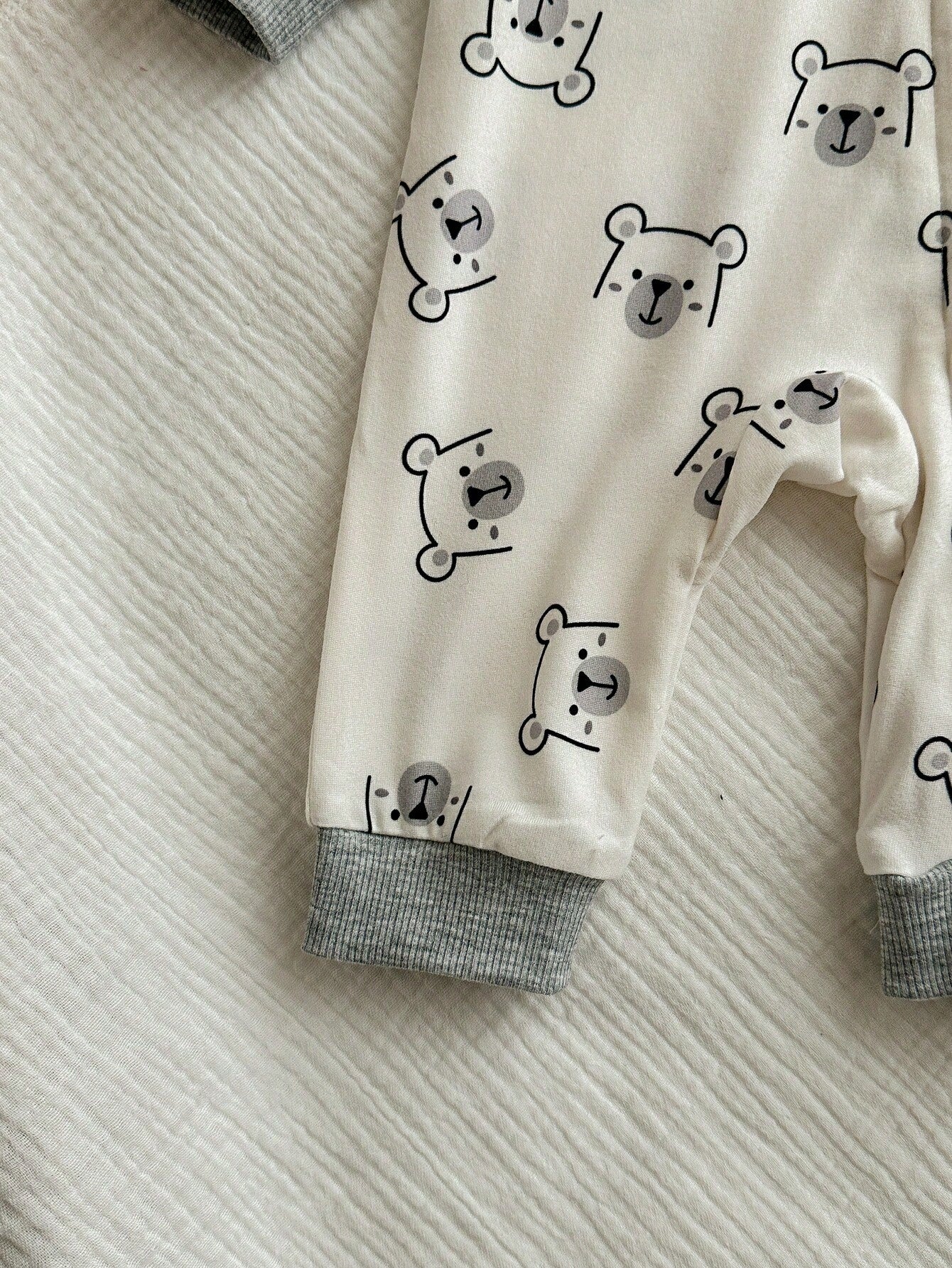 Newborn Baby Girl Cute Cartoon Pattern Knitted Long Sleeve Romper Casual Zipper Jumpsuit With For Boy Fall Suit Bear Print Pajamas Neutral