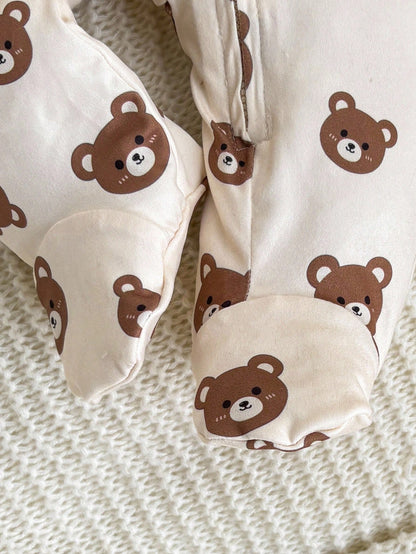 Newborn Baby Girl Cute Casual Cartoon Pattern Knit Long Sleeve Pajamas Fall Winter Neutral