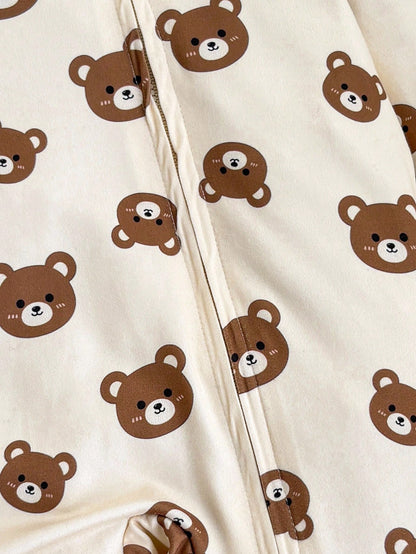 Newborn Baby Girl Cute Casual Cartoon Pattern Knit Long Sleeve Pajamas Fall Winter Neutral