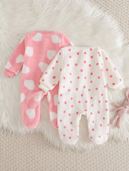 Newborn Baby Girl Cute Casual Fluffy Bowknot Pattern Autumn Romper Loungewear(1 Random Piece)
