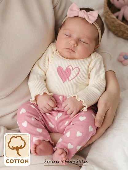 Newborn Baby Girl Cute Casual Knitted Bow Top Elastic Waist Ditsy Floral Pants Loungewear Set