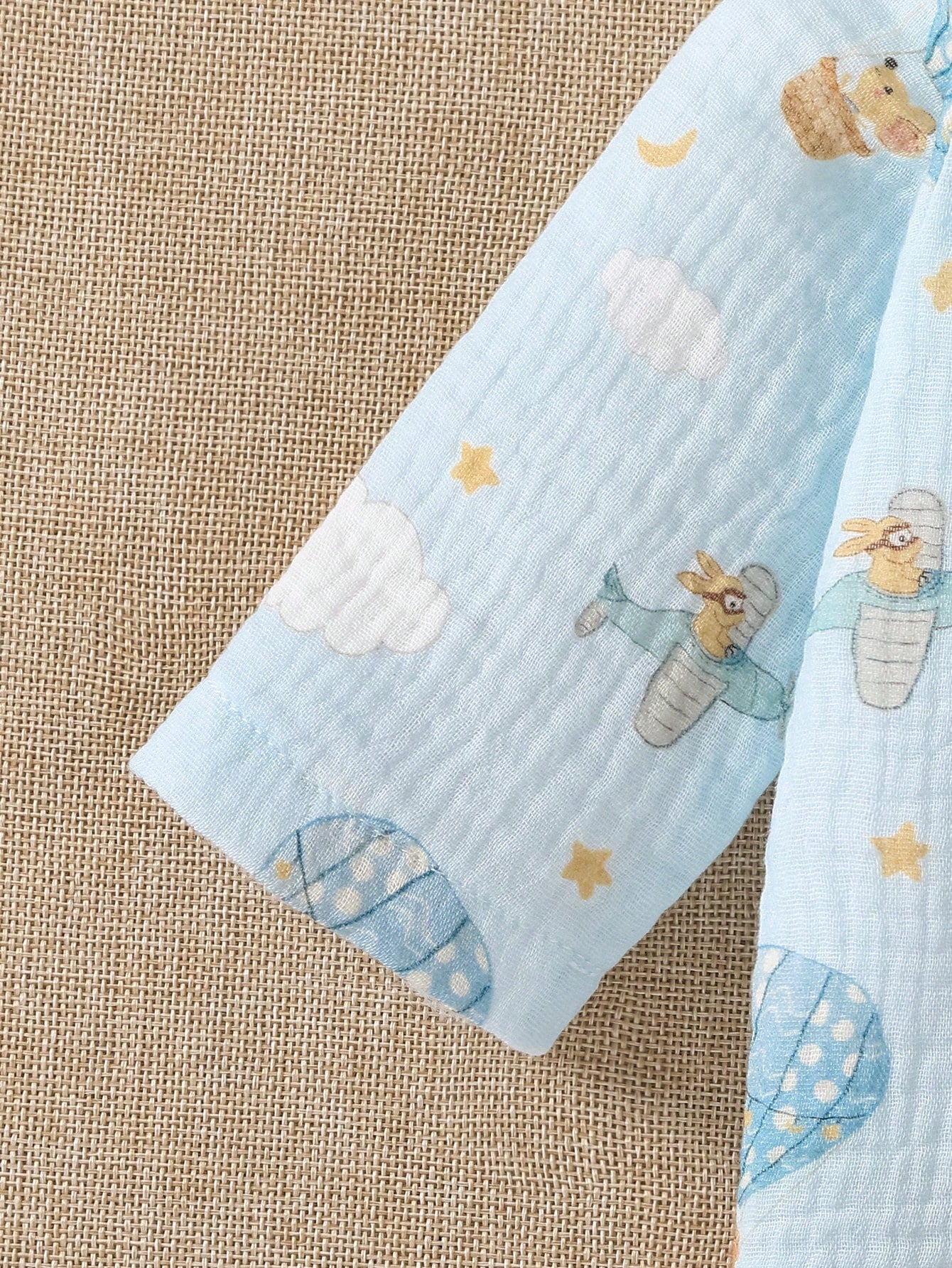 Newborn Baby Set, Infant Autumn Outfit, Hot Air Balloon Print Collared Set, Long Sleeve Baby Spring/Autumn Style, Pure Cotton Fabric, Unisex For Boys And Girls, Daily Wear, Cartoon Airplane, Clo