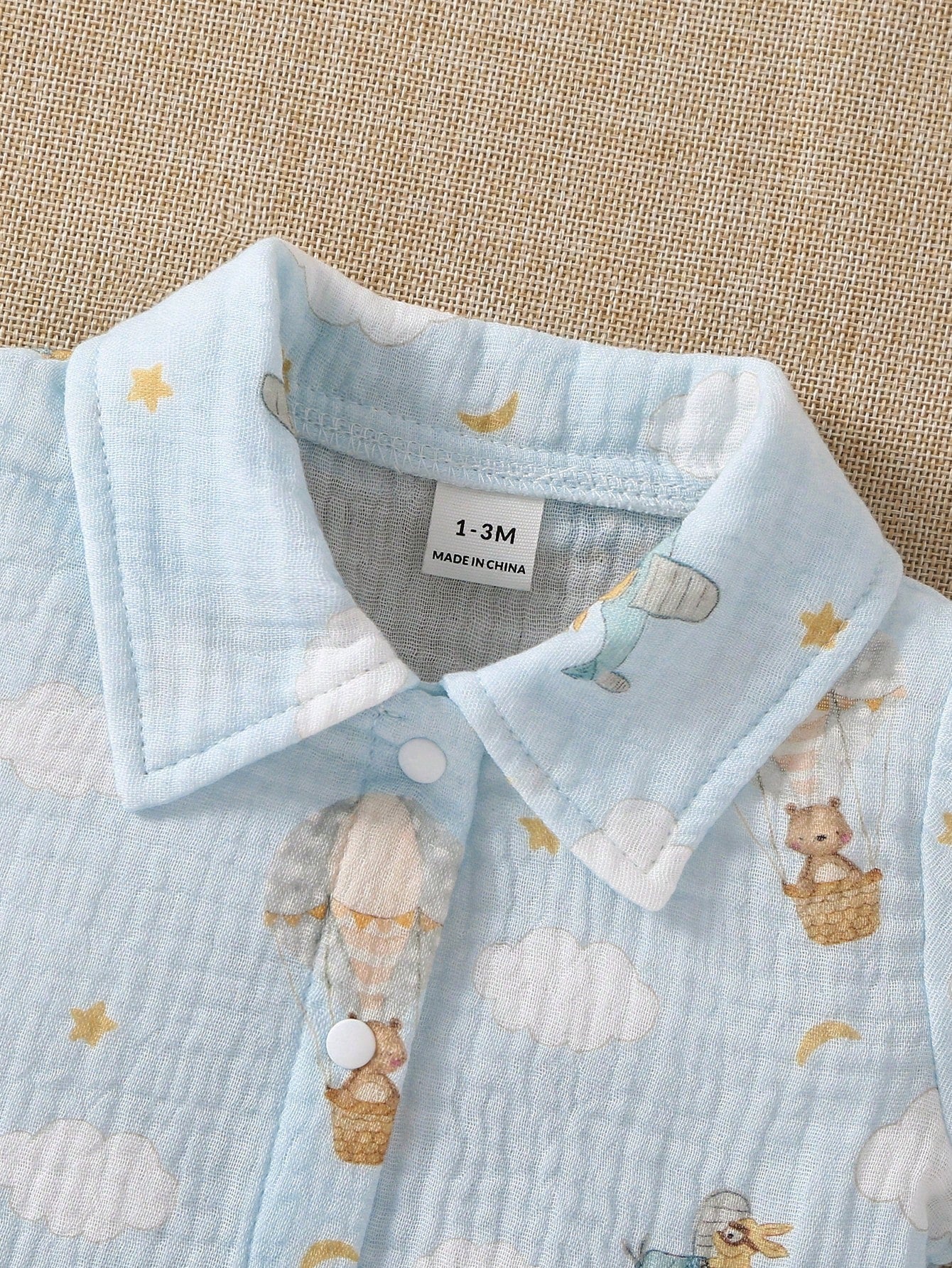 Newborn Baby Set, Infant Autumn Outfit, Hot Air Balloon Print Collared Set, Long Sleeve Baby Spring/Autumn Style, Pure Cotton Fabric, Unisex For Boys And Girls, Daily Wear, Cartoon Airplane, Clo
