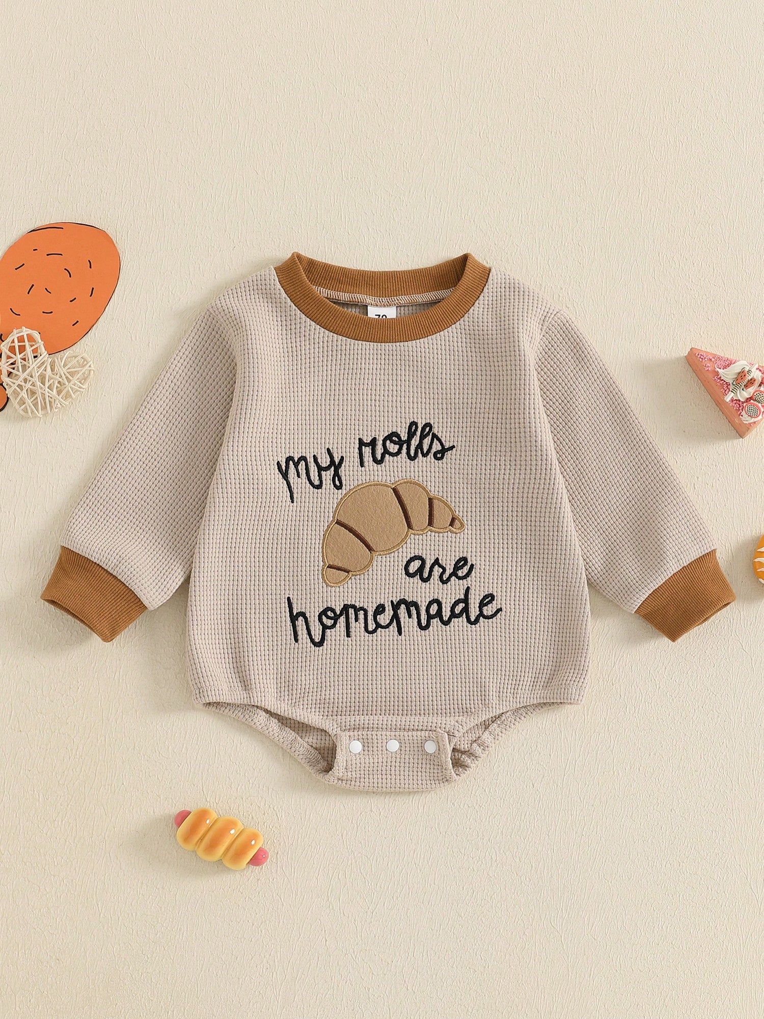 Newborn Thanksgiving Outfit Girl Boy Homemade Rolls Romper Bubble Long Sleeve Fall Thanksgiving Baby Outfits