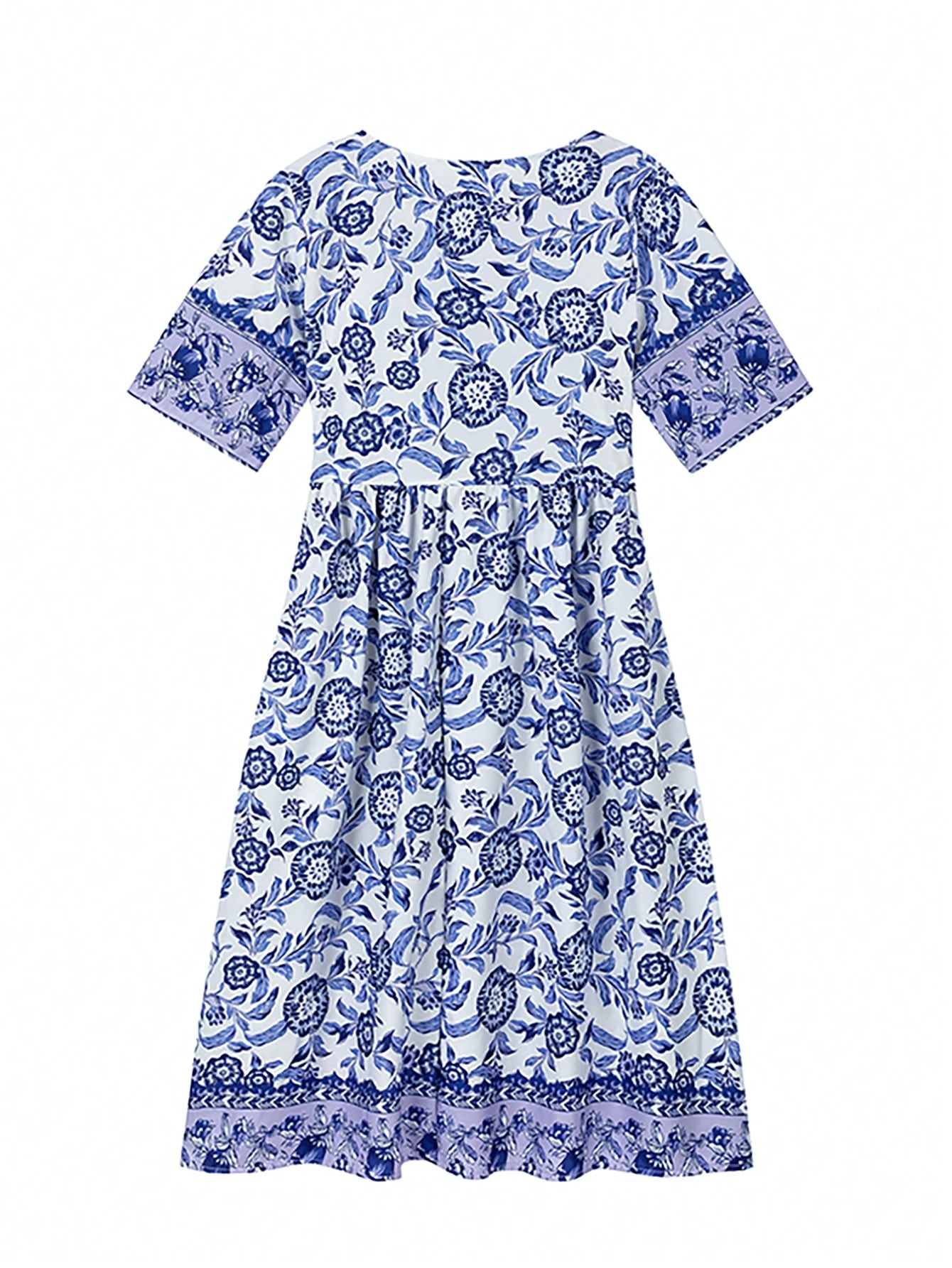 (Non-Positioned Print) Elegant Commuter Long Print Tie-Dye Loose Versatile Dress, Suitable For Women Vacation Casual Summer