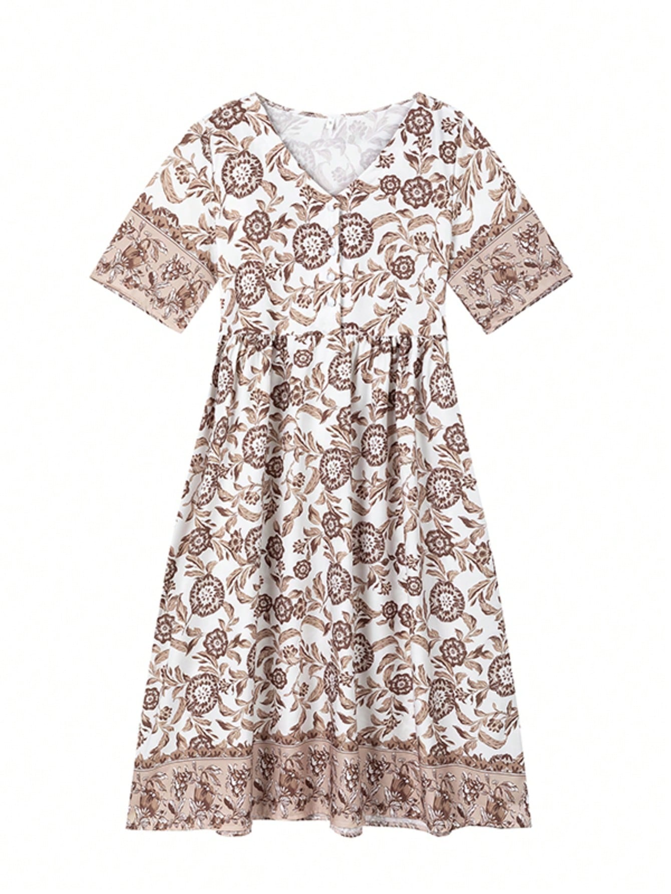 (Non-Positioned Print) Elegant Commuter Long Print Tie-Dye Loose Versatile Dress, Suitable For Women Vacation Casual Summer