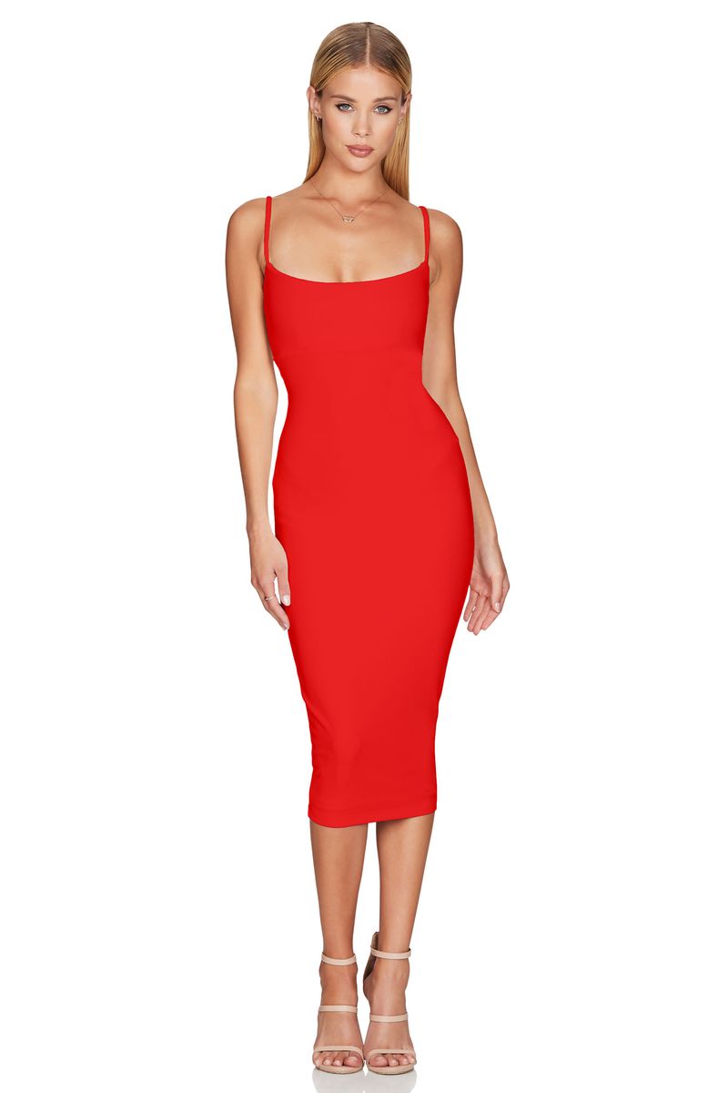 Nookie Bailey Midi Dress - Red - SHOPJAUS - JAUS