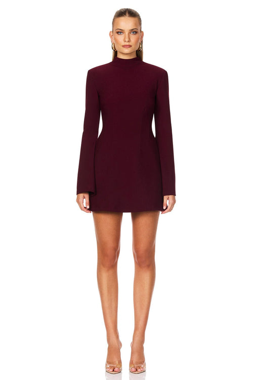 Nookie Caroline High Neck Mini Dress - Wine - SHOPJAUS - JAUS