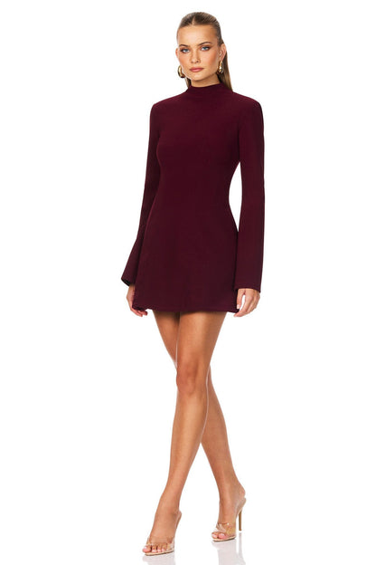 Nookie Caroline High Neck Mini Dress - Wine - SHOPJAUS - JAUS