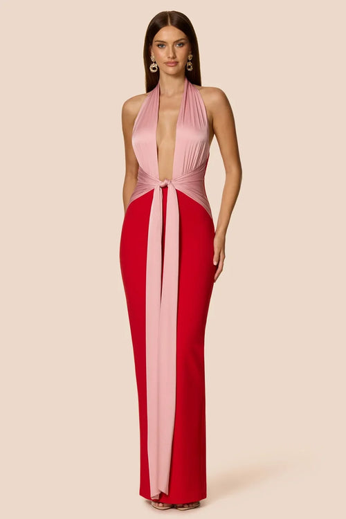 Nookie Chiara Halter Gown - Red/Pink