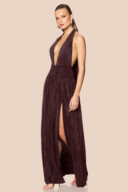 Nookie Desiree Halter Gown - Mocha
