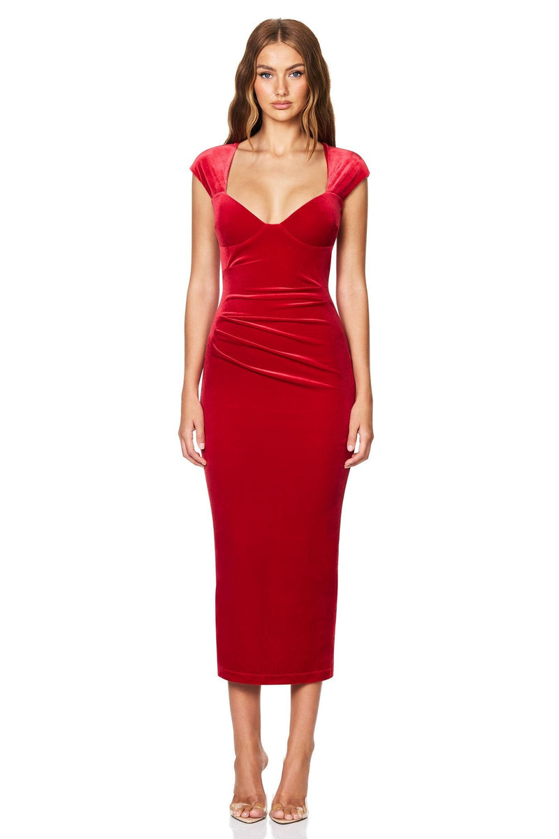 Nookie Mystery Midi Dress - Red - SHOPJAUS - JAUS