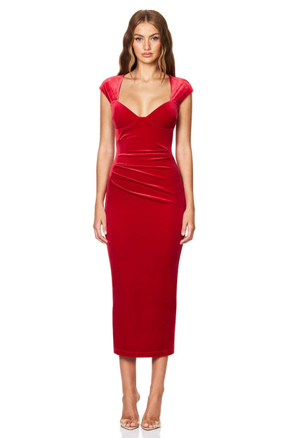 Nookie Mystery Midi Dress - Red - SHOPJAUS - JAUS