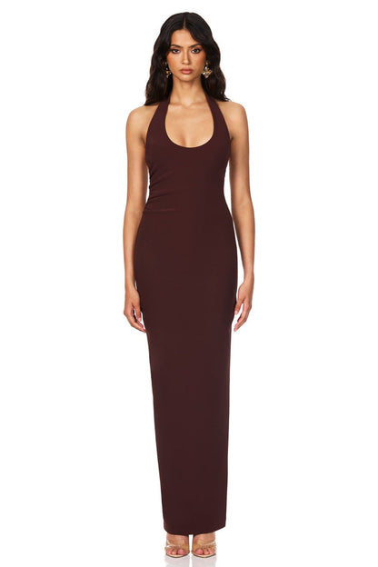 Nookie Natalia Halter Maxi Dress - Chocolate - SHOPJAUS - JAUS