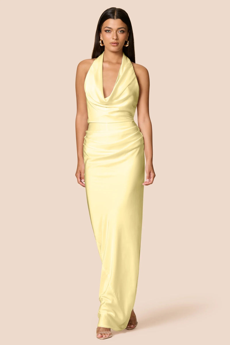 Nookie Penelope Drape Gown - Lemon