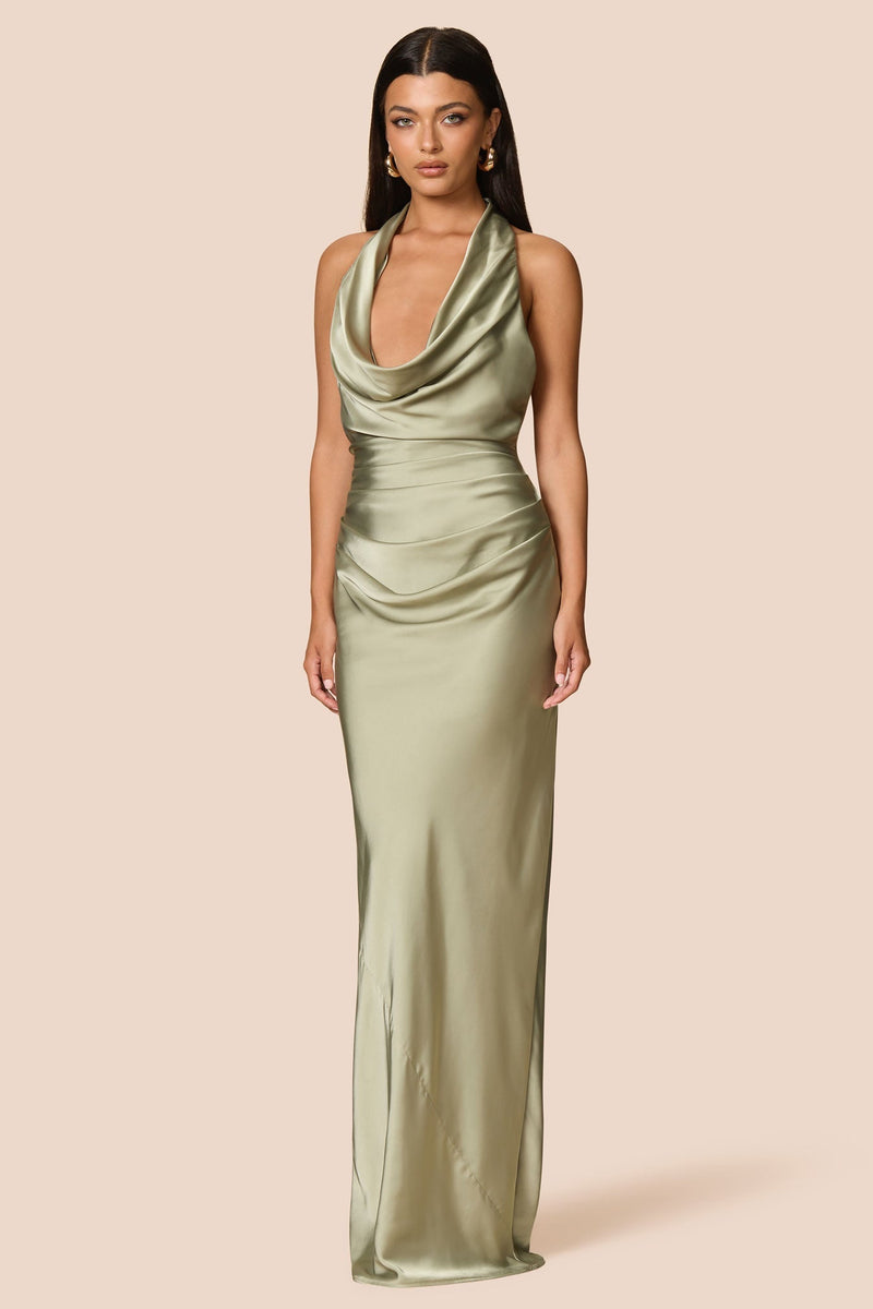 Nookie Penelope Drape Gown - Thyme