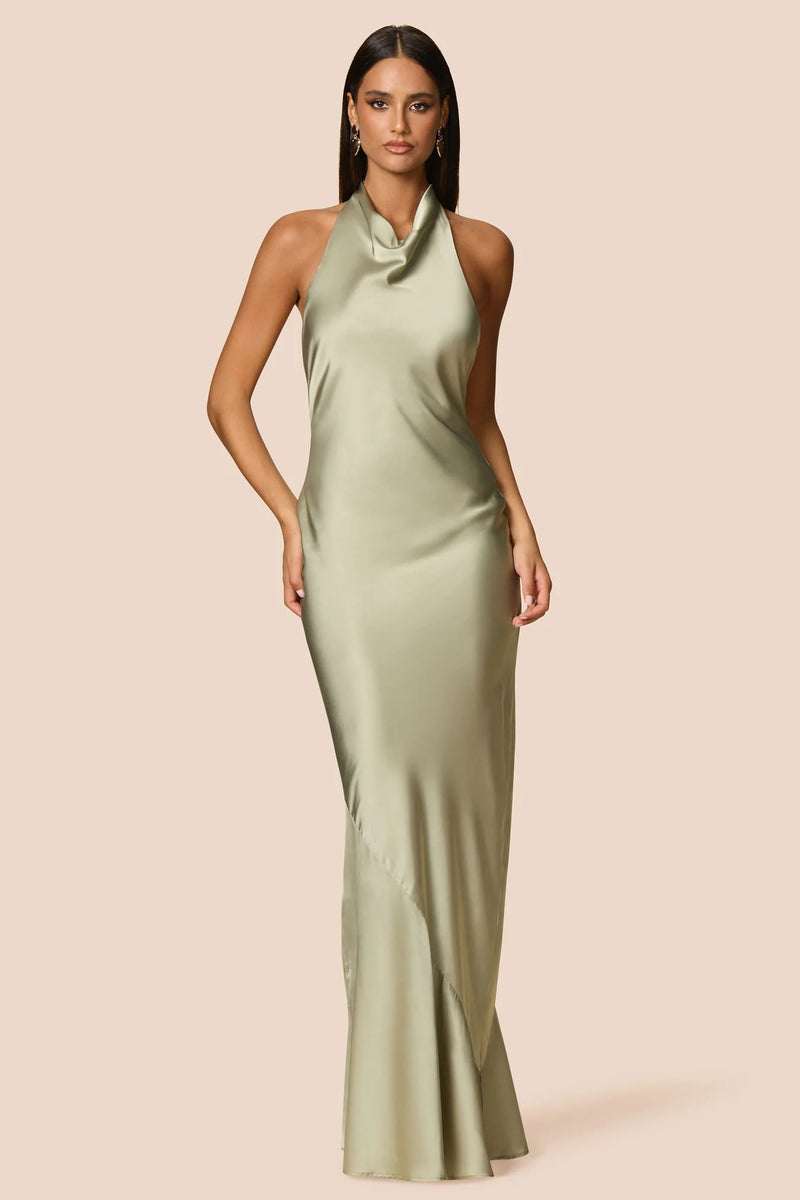 Nookie Penelope Halter Gown - Thyme