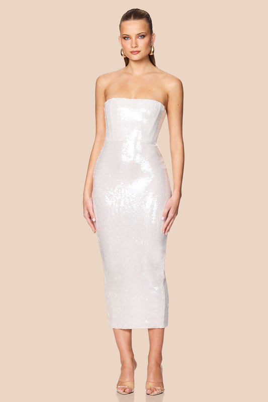 Nookie Siren Midi Dress - White - SHOPJAUS - JAUS