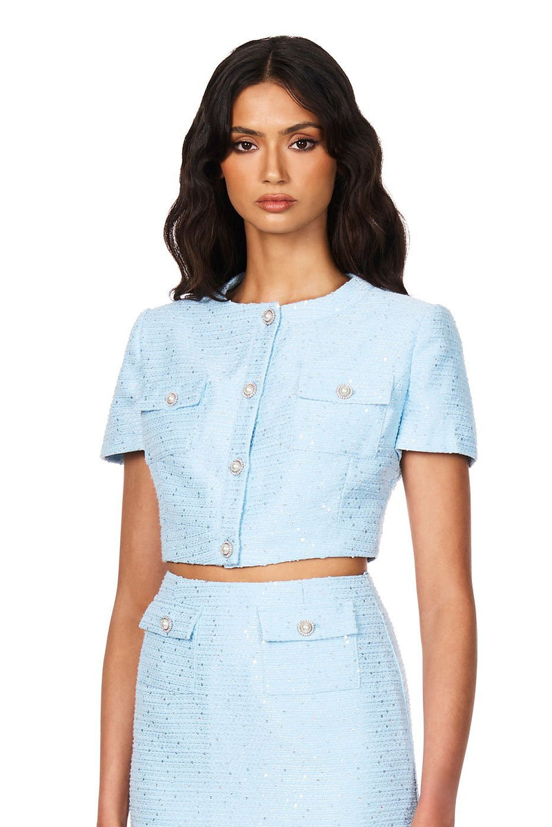 Nookie Tarsha Tweed Crop - Blue - SHOPJAUS - JAUS