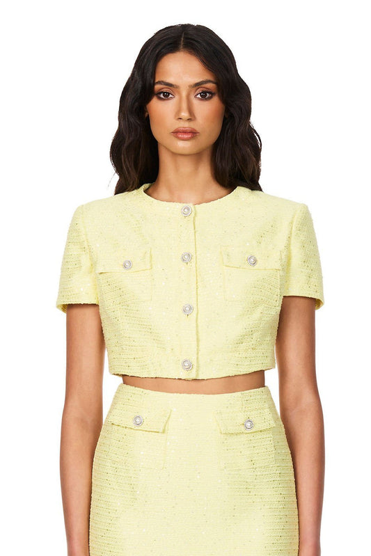 Nookie Tarsha Tweed Crop - Lemon - SHOPJAUS - JAUS