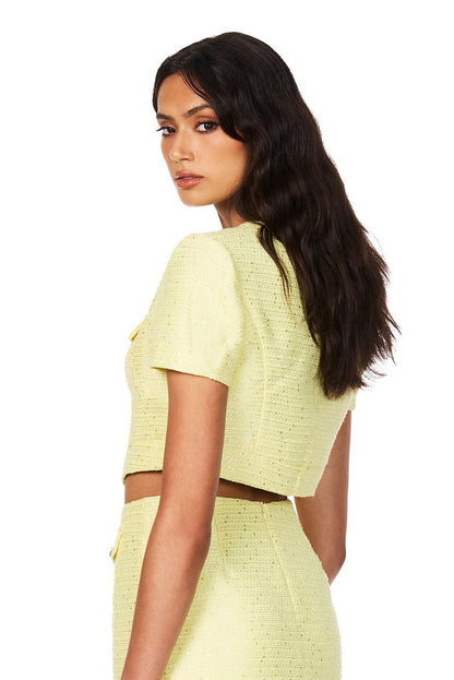 Nookie Tarsha Tweed Crop - Lemon - SHOPJAUS - JAUS