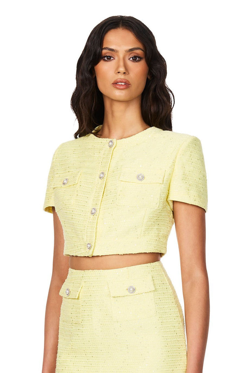 Nookie Tarsha Tweed Crop - Lemon - SHOPJAUS - JAUS