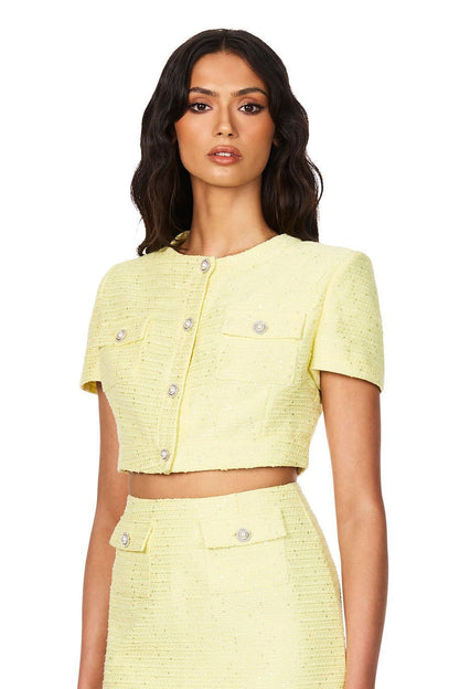 Nookie Tarsha Tweed Crop - Lemon - SHOPJAUS - JAUS