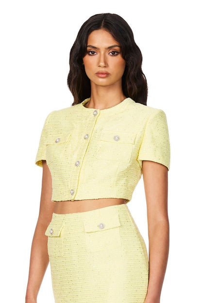 Nookie Tarsha Tweed Crop - Lemon - SHOPJAUS - JAUS