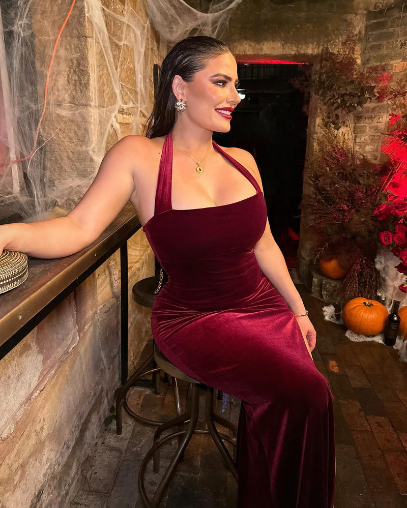 Nookie Vera Velvet Gown - Wine - SHOPJAUS - JAUS