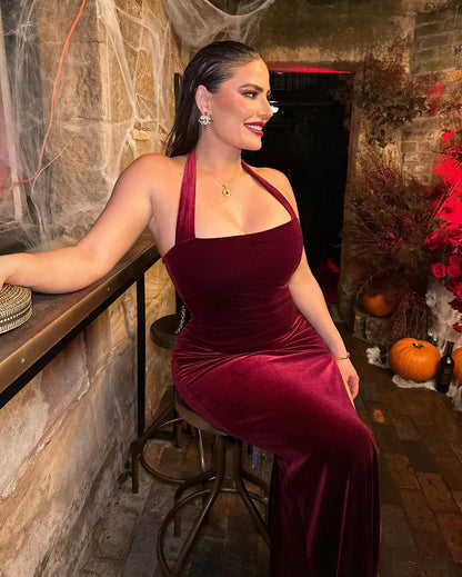 Nookie Vera Velvet Gown - Wine - SHOPJAUS - JAUS