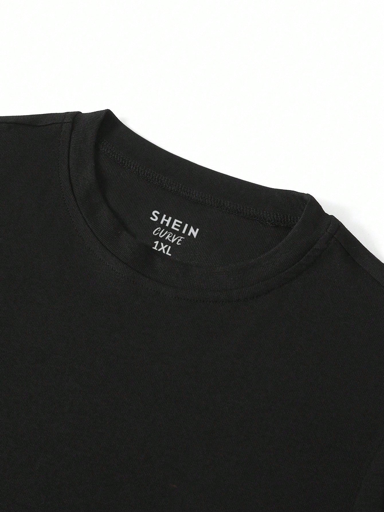 NostaNoir Plus Size Women's Casual Fitted Black Round Neck T-Shirt