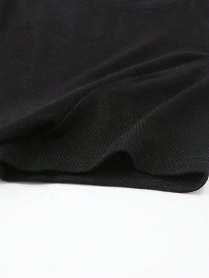 NostaNoir Plus Size Women's Casual Fitted Black Round Neck T-Shirt