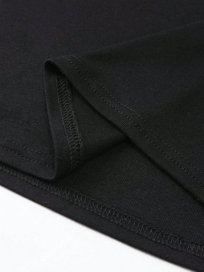 NostaNoir Plus Size Women's Casual Fitted Black Round Neck T-Shirt