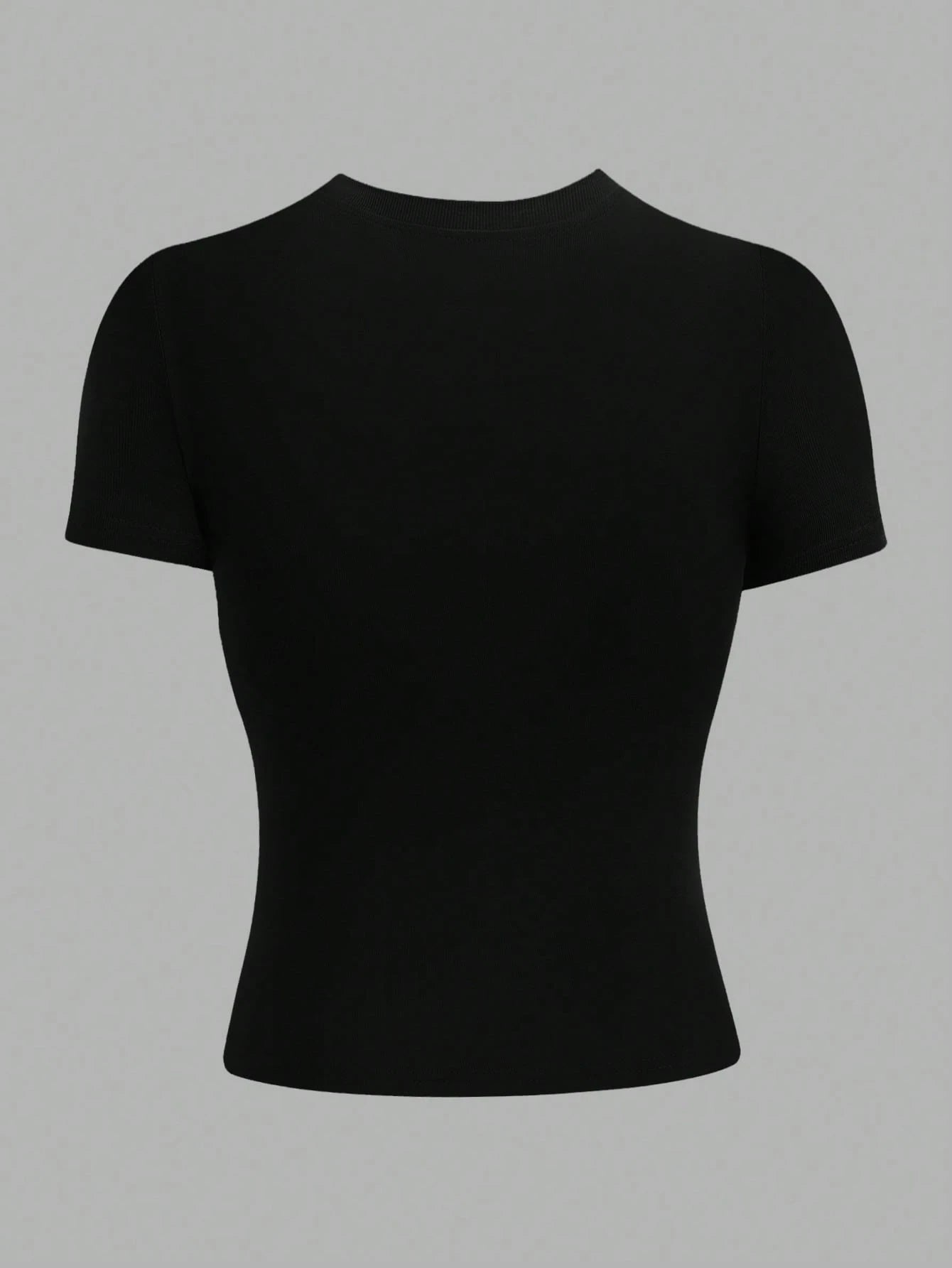 NostaNoir Plus Size Women's Casual Fitted Black Round Neck T-Shirt