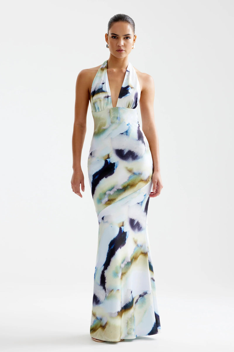 Novia Dress - Blue Mineral Print