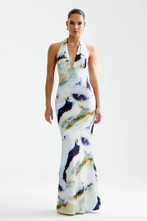 Novia Dress - Blue Mineral Print