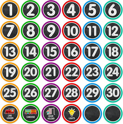 Number Stickers For Classroom- 36PCS Line Up Spots For Classroom Floor 1-30 Vinyl Floor Dots Decals Back To School Kindergarten Preschool Elementary Teacher Supplies Decorations