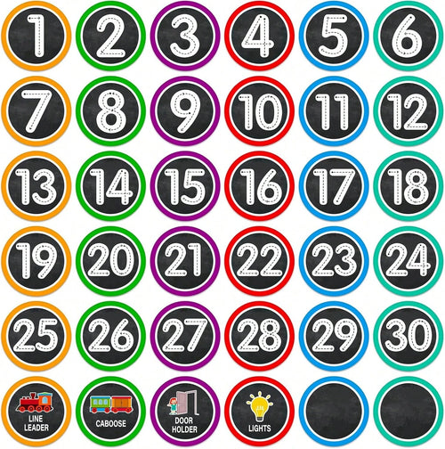 Number Stickers For Classroom- 36PCS Line Up Spots For Classroom Floor 1-30 Vinyl Floor Dots Decals Back To School Kindergarten Preschool Elementary Teacher Supplies Decorations