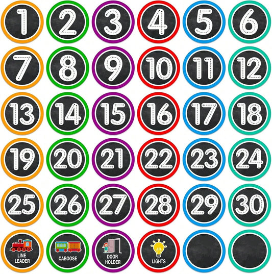 Number Stickers For Classroom- 36PCS Line Up Spots For Classroom Floor 1-30 Vinyl Floor Dots Decals Back To School Kindergarten Preschool Elementary Teacher Supplies Decorations