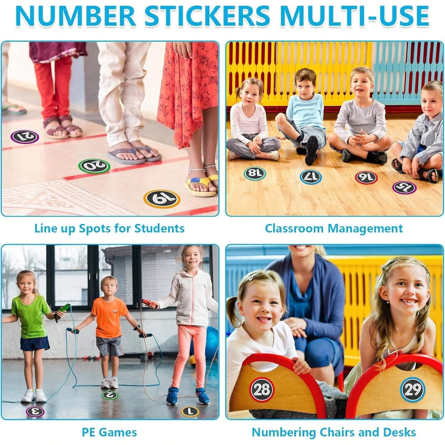 Number Stickers For Classroom- 36PCS Line Up Spots For Classroom Floor 1-30 Vinyl Floor Dots Decals Back To School Kindergarten Preschool Elementary Teacher Supplies Decorations