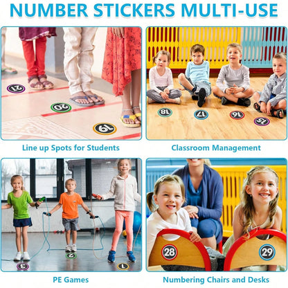 Number Stickers For Classroom- 36PCS Line Up Spots For Classroom Floor 1-30 Vinyl Floor Dots Decals Back To School Kindergarten Preschool Elementary Teacher Supplies Decorations