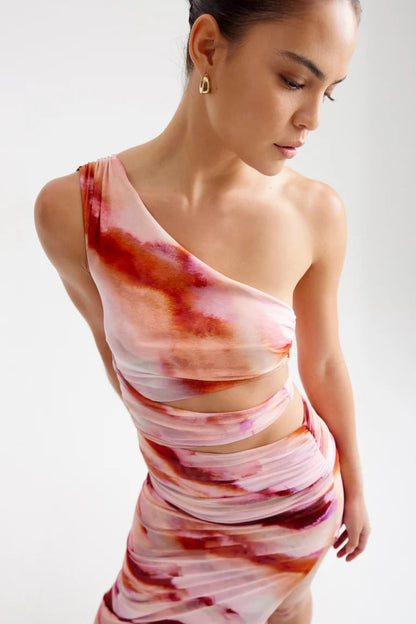 Nuri Dress - Pink Mineral Print